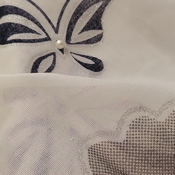 Gauzy scarf with pearls & glittery accents approximately 72 inches in length NWT - Picture 9 of 12